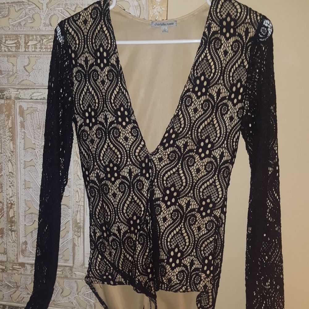 Black and nude lace bodysuit perfect .